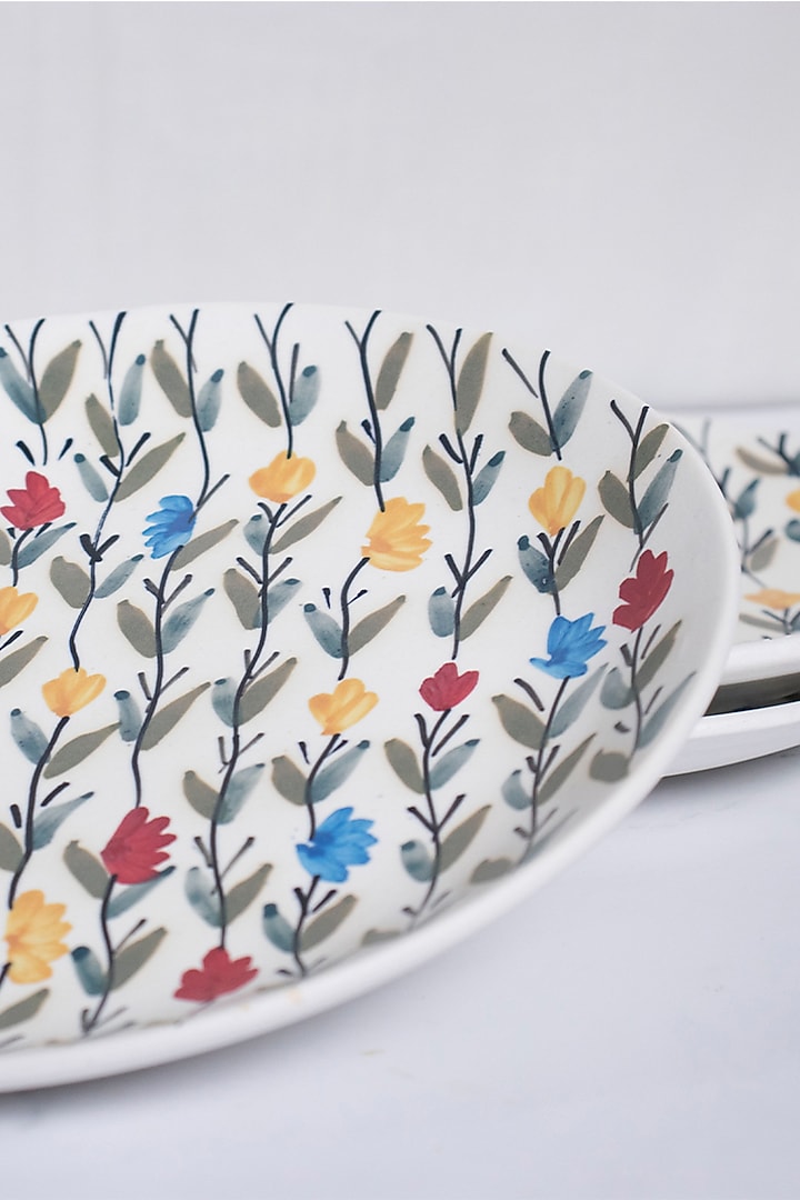 Multi-Colored Floral Dinner Plates (Set of 2) by The Table Fable at Pernia's Pop Up Shop