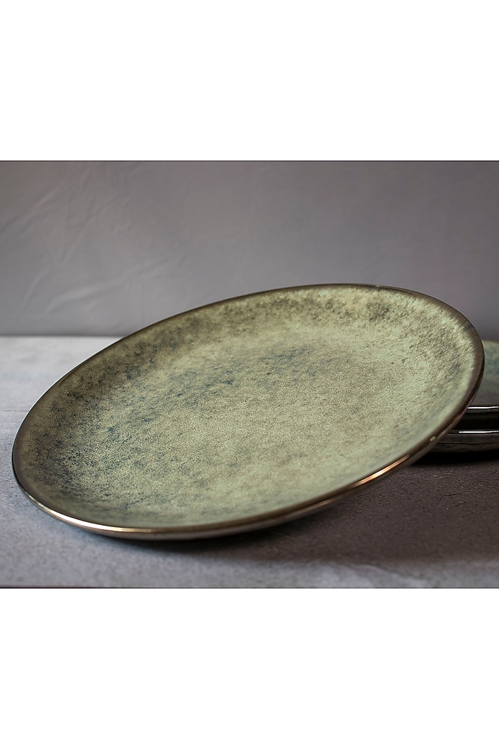 Olive Ceramic Quarter Plates (Set of 2) by The Table Fable at Pernia's Pop Up Shop
