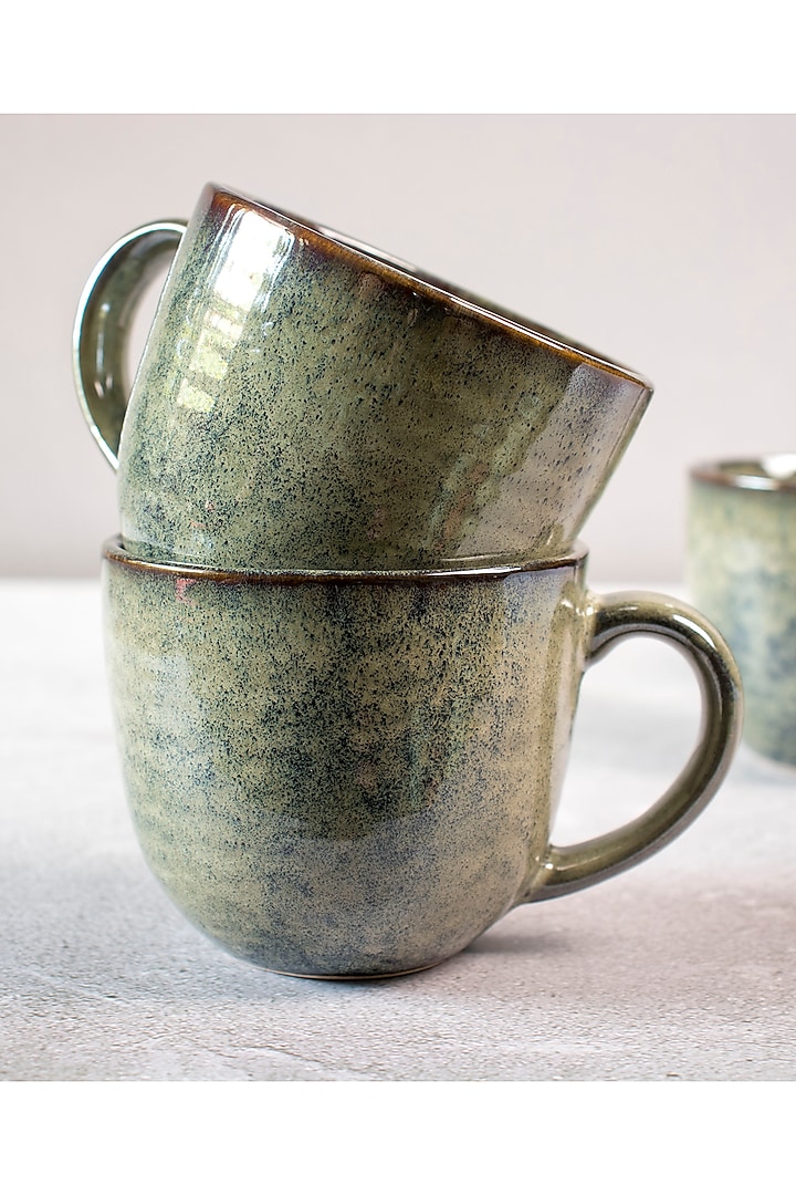 Olive Ceramic Mugs (Set of 2) by The Table Fable