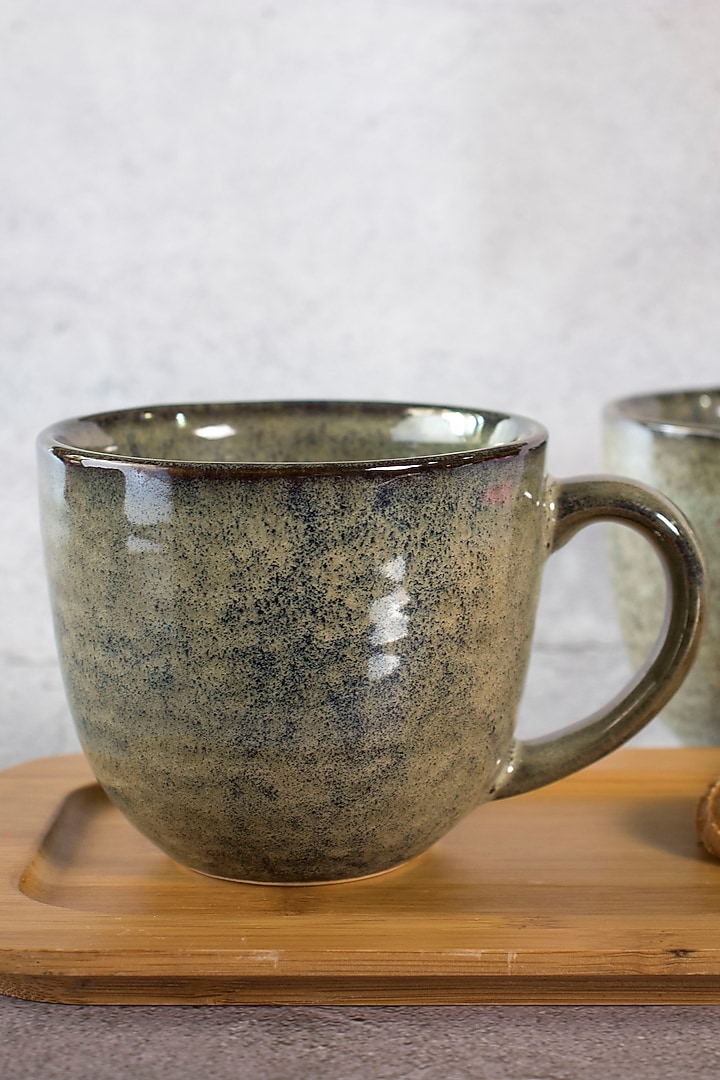 Olive Ceramic Mugs (Set of 2) by The Table Fable at Pernia's Pop Up Shop