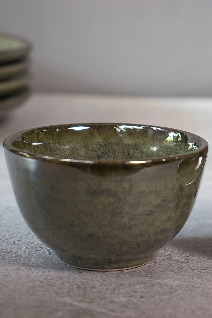 Olive Ceramic Dessert Set (Set of 7) by The Table Fable at Pernia's Pop Up Shop