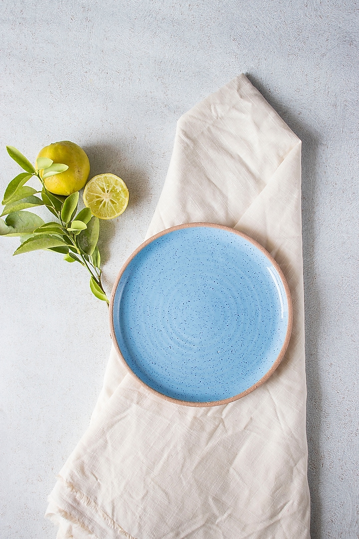 Blue & Brown Ceramic Quarter Plates (Set of 2) by The Table Fable at Pernia's Pop Up Shop