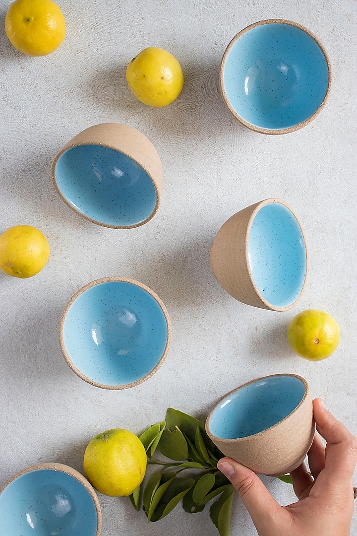 Blue & Brown Ceramic Dessert Bowls (Set of 2) by The Table Fable at Pernia's Pop Up Shop