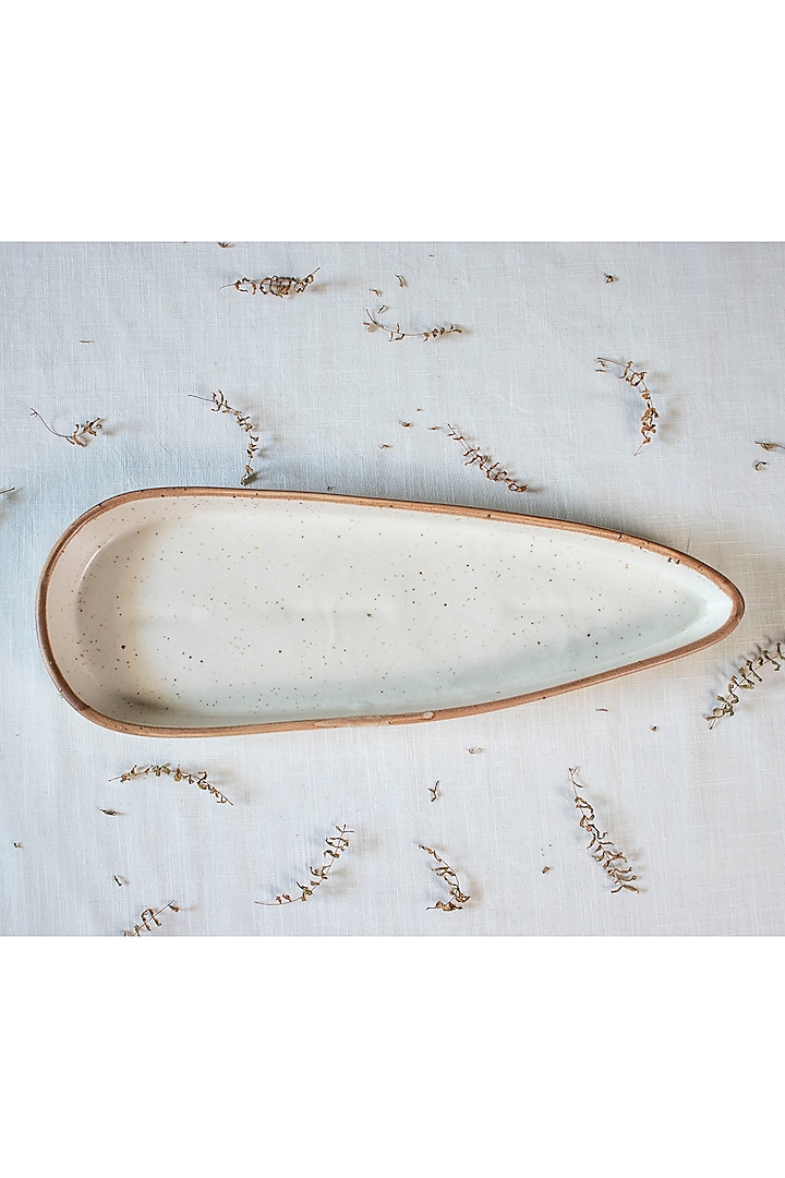 Ivory Ceramic Leaf Platter by The Table Fable