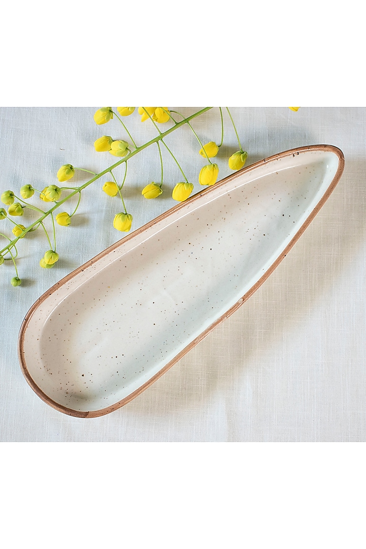 Ivory Ceramic Leaf Platter by The Table Fable at Pernia's Pop Up Shop