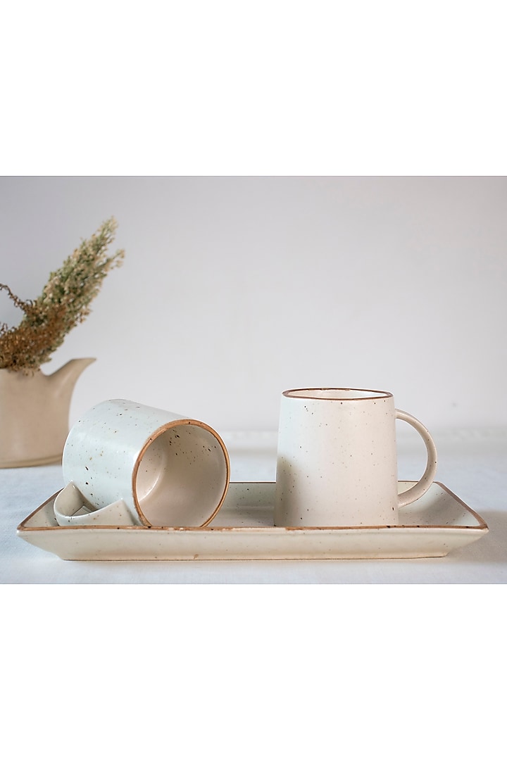 Ivory Ceramic Coffee Set (Set of 2) by The Table Fable
