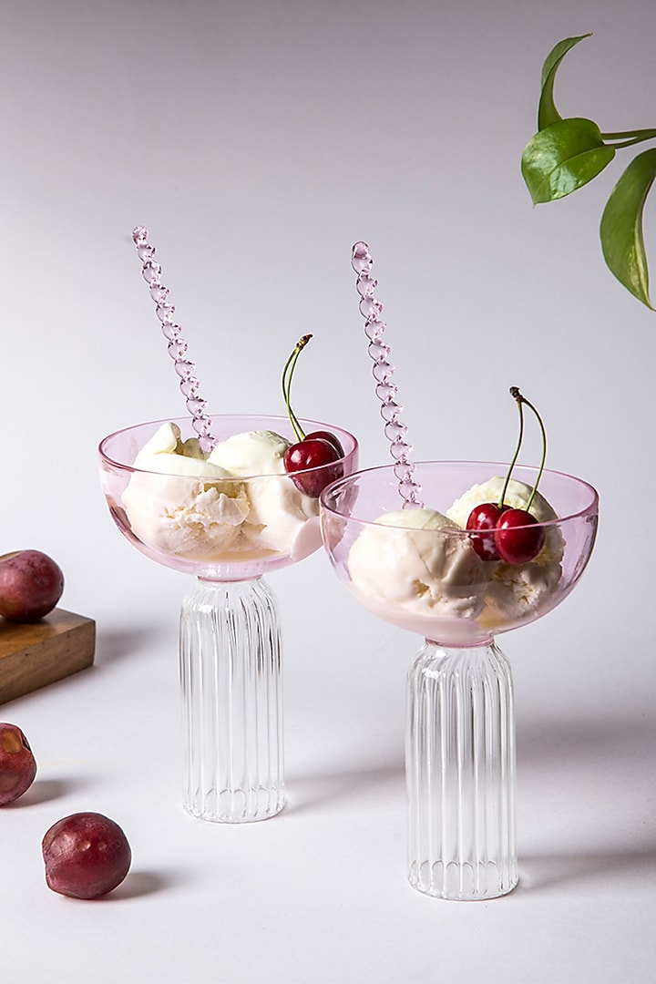 Transparent Glass Dessert Bowl With Spoons (Set of 8) by The Table Fable at Pernia's Pop Up Shop