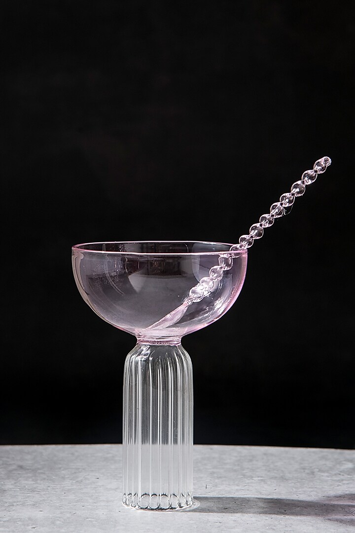 Transparent Glass Dessert Bowl With Spoons (Set of 8) by The Table Fable at Pernia's Pop Up Shop