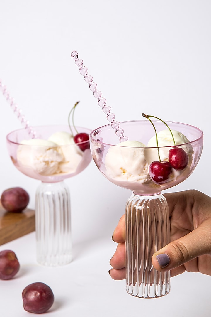 Transparent Glass Dessert Bowl With Spoons (Set of 8) by The Table Fable at Pernia's Pop Up Shop