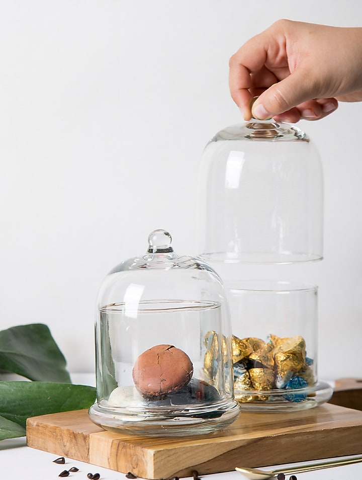 Transparent Glass Bell Jar (Set of 3) by The Table Fable at Pernia's Pop Up Shop