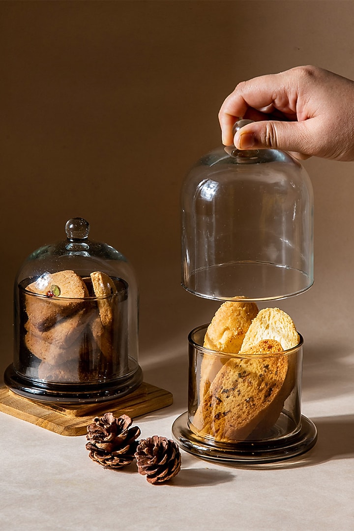 Black & Transparent Glass Bell Jar (Set of 3) by The Table Fable at Pernia's Pop Up Shop