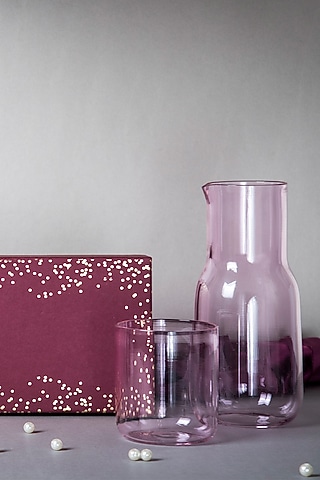 Pink Glass Eva Carafe Gift Box by The Table Fable