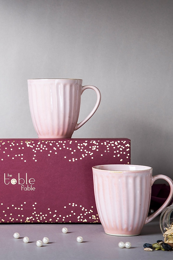 Blush Pink Stoneware Mugs Gift Box (Set of 3) by The Table Fable at Pernia's Pop Up Shop