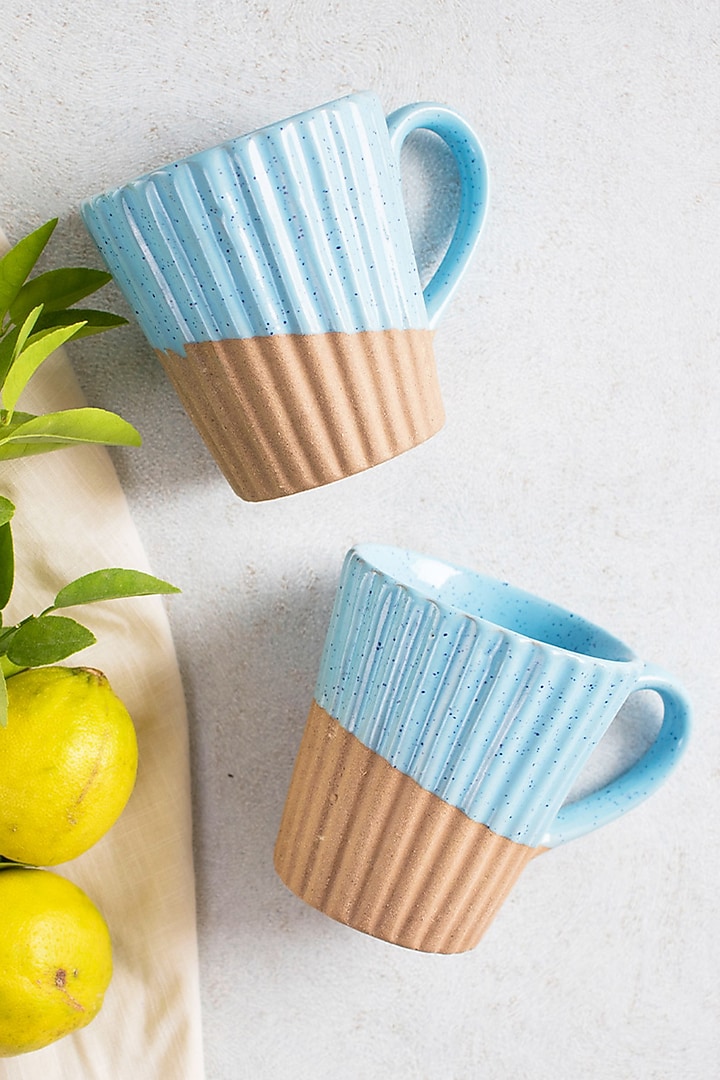 Brown and Blue Stoneware Mugs Gift Box by The Table Fable at Pernia's Pop Up Shop