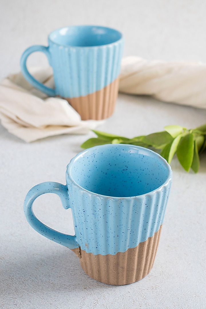 Brown and Blue Stoneware Mugs Gift Box by The Table Fable at Pernia's Pop Up Shop