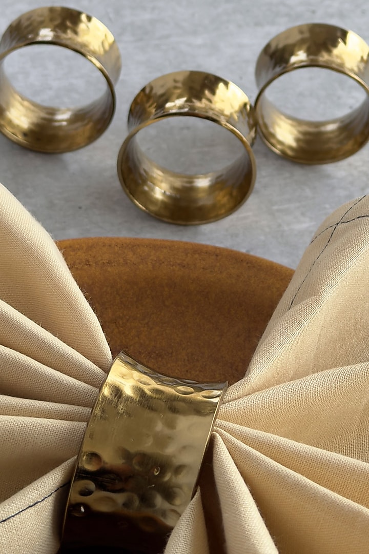 Golden Metal Cylinder Napkin Ring (Set of 4) by The Table Fable at Pernia's Pop Up Shop