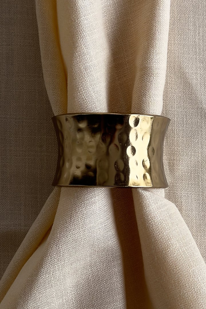 Golden Metal Cylinder Napkin Ring (Set of 4) by The Table Fable at Pernia's Pop Up Shop