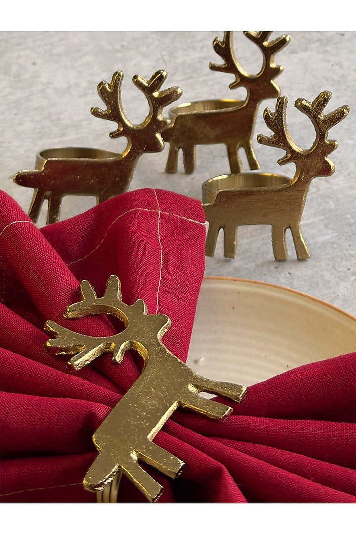 Golden Metal Cylinder Napkin Ring (Set of 4) by The Table Fable at Pernia's Pop Up Shop