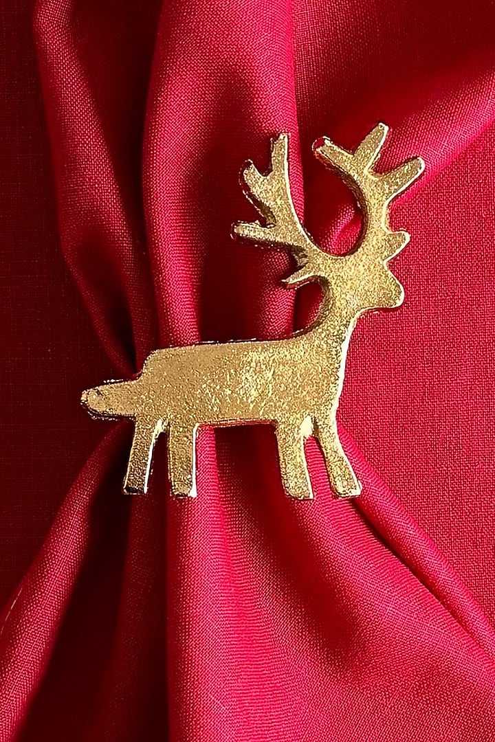 Golden Metal Cylinder Napkin Ring (Set of 4) by The Table Fable at Pernia's Pop Up Shop