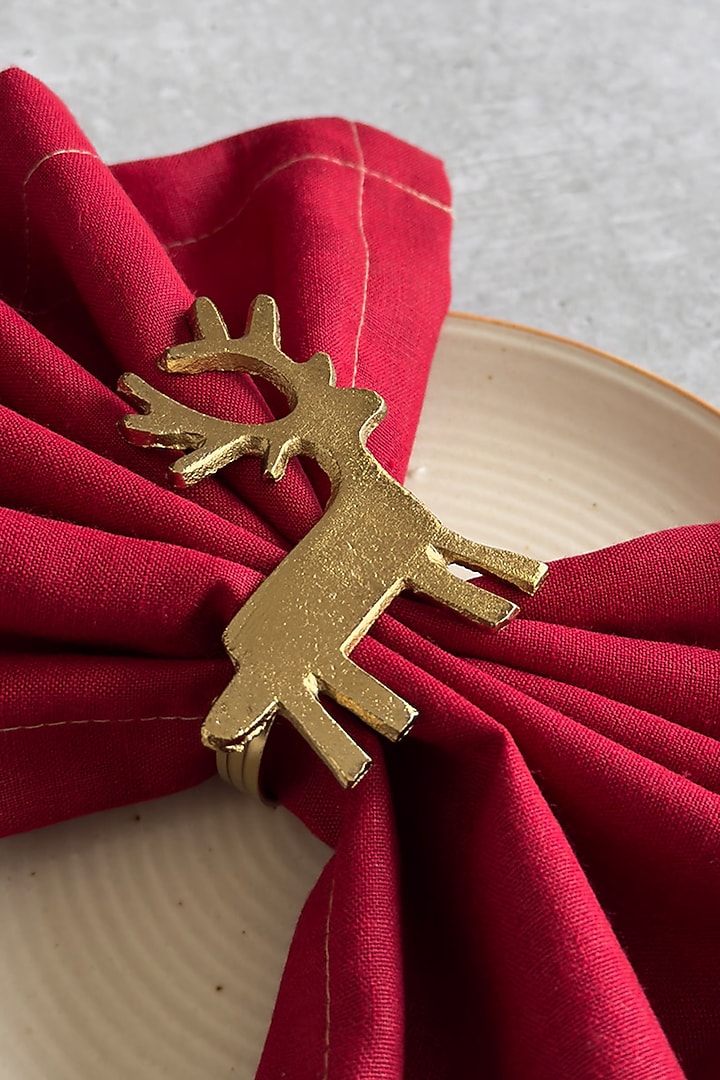 Golden Metal Cylinder Napkin Ring (Set of 4) by The Table Fable at Pernia's Pop Up Shop