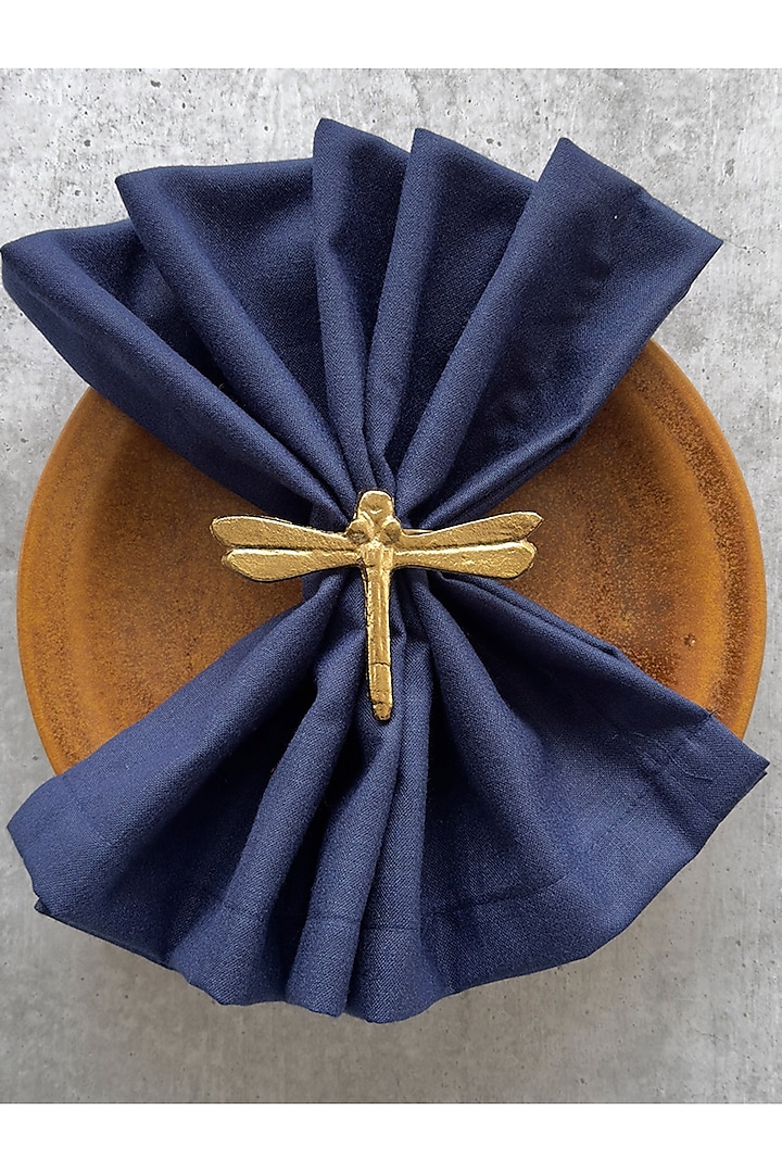 Golden Metal Cylinder Napkin Ring (Set of 4) by The Table Fable at Pernia's Pop Up Shop