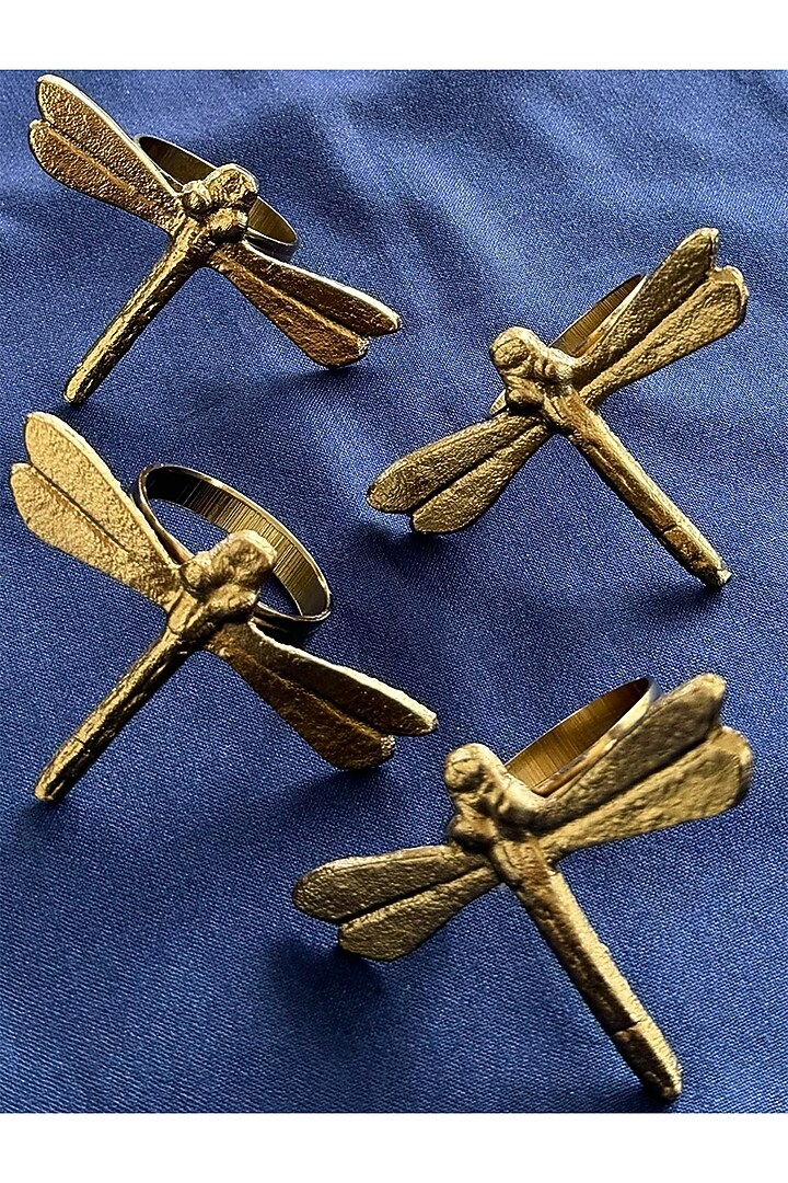 Golden Metal Cylinder Napkin Ring (Set of 4) by The Table Fable at Pernia's Pop Up Shop