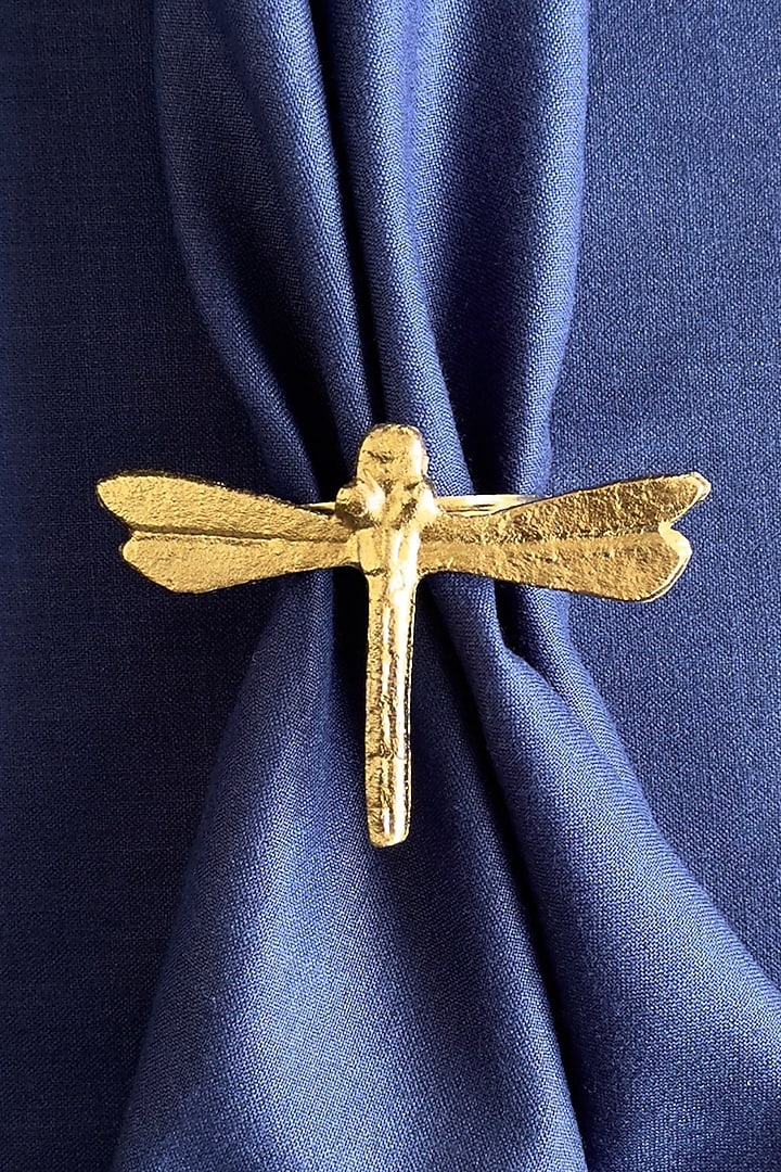 Golden Metal Cylinder Napkin Ring (Set of 4) by The Table Fable at Pernia's Pop Up Shop