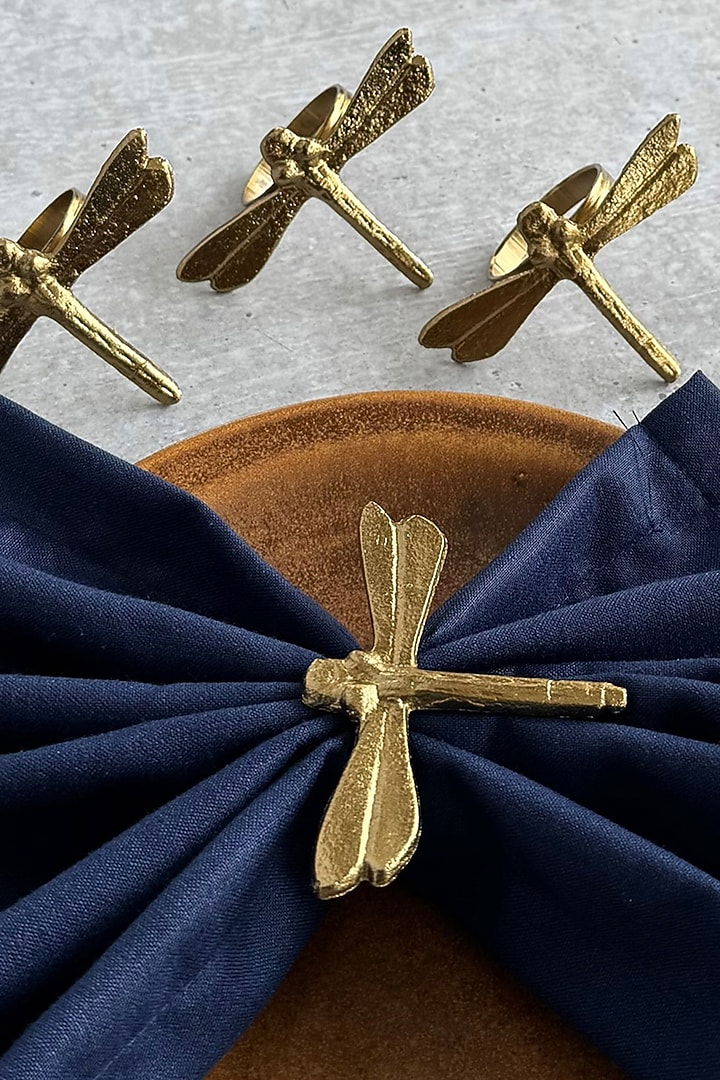 Golden Metal Cylinder Napkin Ring (Set of 4) by The Table Fable at Pernia's Pop Up Shop