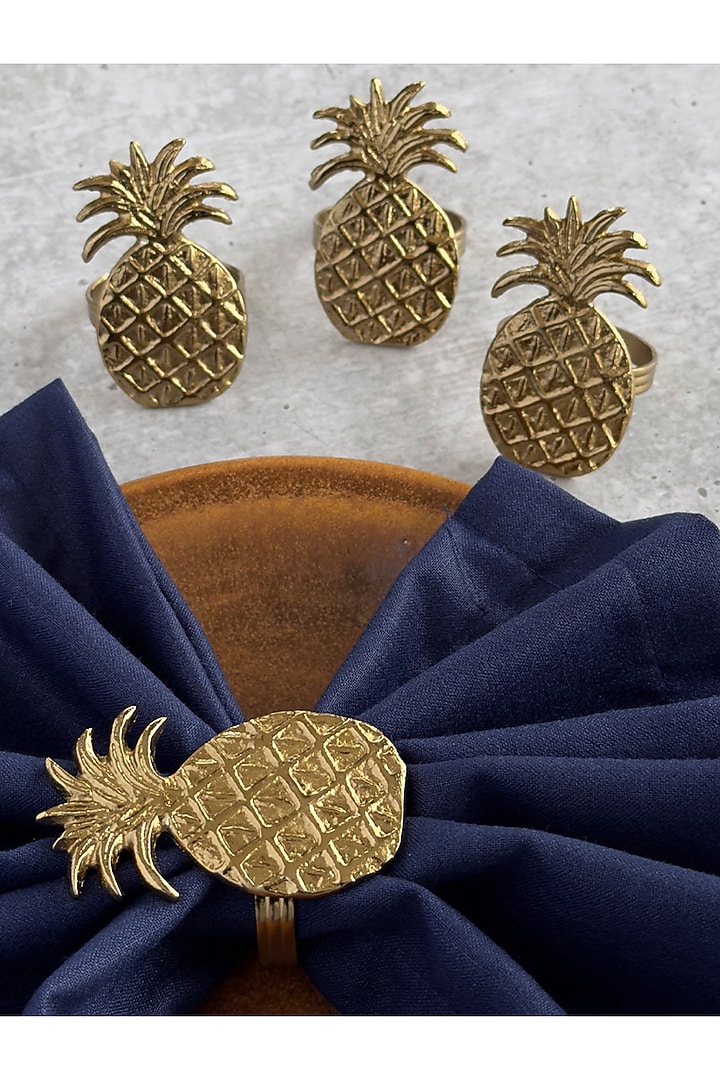 Golden Metal Cylinder Napkin Ring (Set of 4) by The Table Fable at Pernia's Pop Up Shop