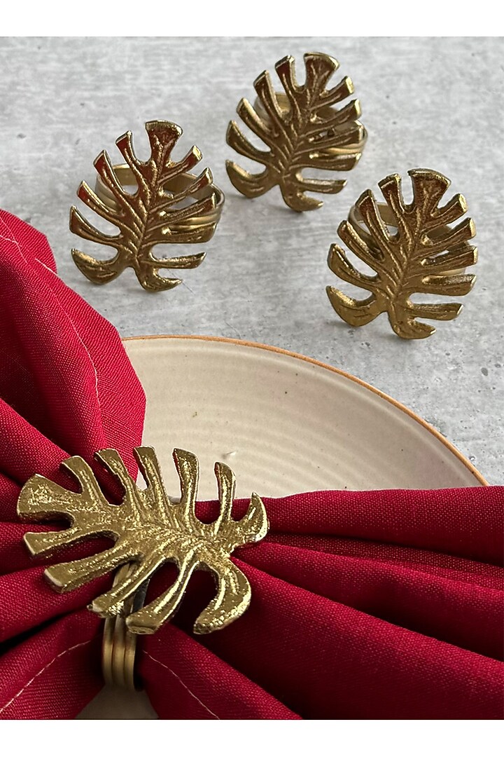 Golden Metal Cylinder Napkin Ring (Set of 4) by The Table Fable at Pernia's Pop Up Shop
