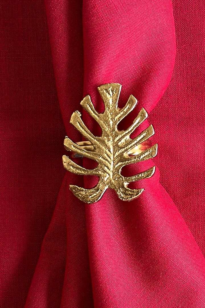 Golden Metal Cylinder Napkin Ring (Set of 4) by The Table Fable at Pernia's Pop Up Shop