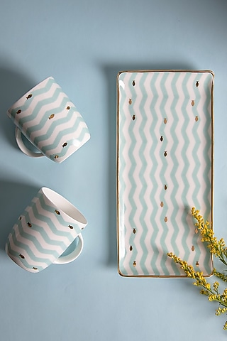 Multi-Colored Fine Bone China with 24 Kt Gold Nemo Platter by The Table Fable