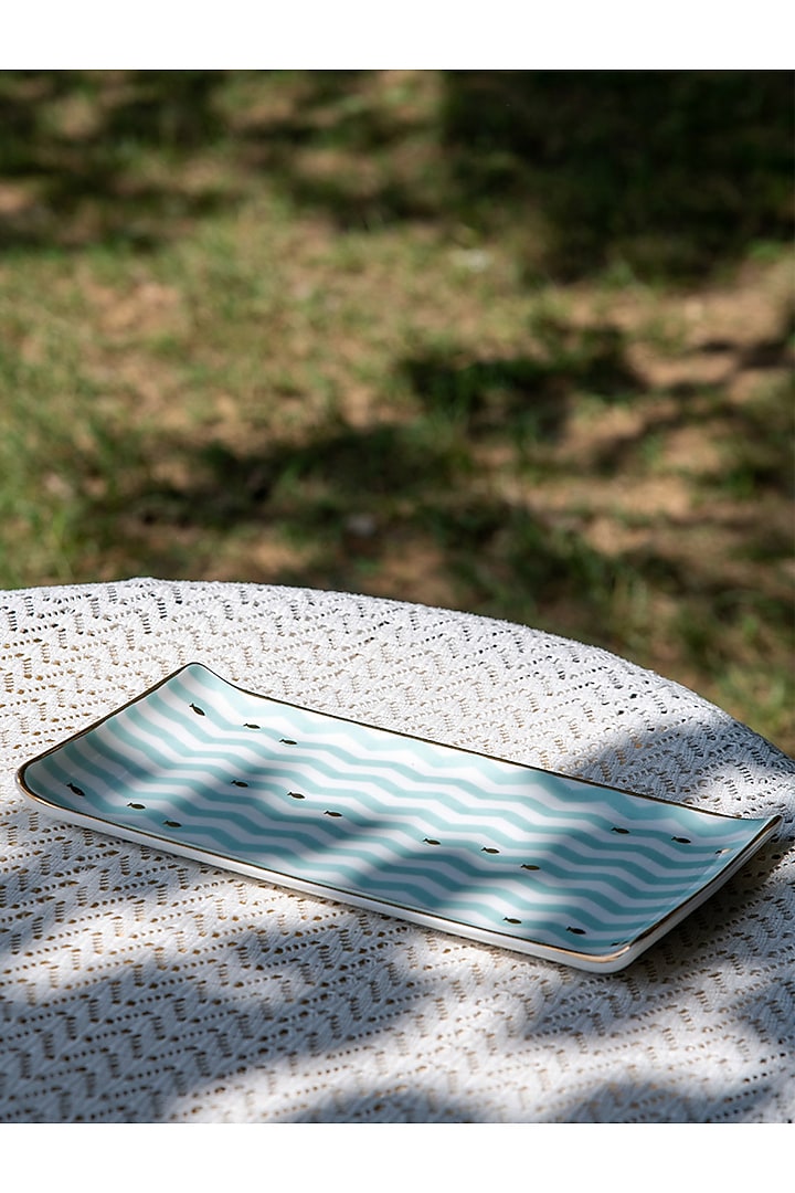 Multi-Colored Fine Bone China with 24 Kt Gold Nemo Platter by The Table Fable at Pernia's Pop Up Shop