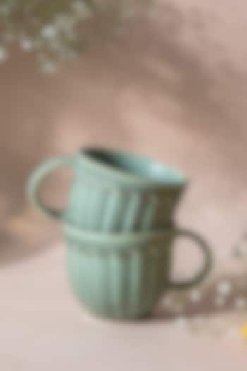 Green Ceramic Mug (Set of 2) by The Table Fable at Pernia's Pop Up Shop