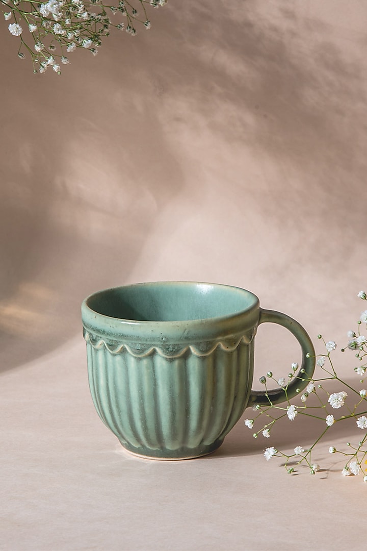 Green Ceramic Mug (Set of 2) by The Table Fable at Pernia's Pop Up Shop