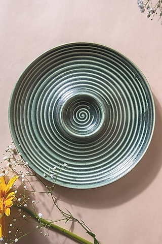 Green Ceramic Chip and Dip Platter by The Table Fable