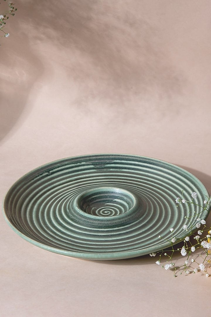Green Ceramic Chip and Dip Platter by The Table Fable at Pernia's Pop Up Shop