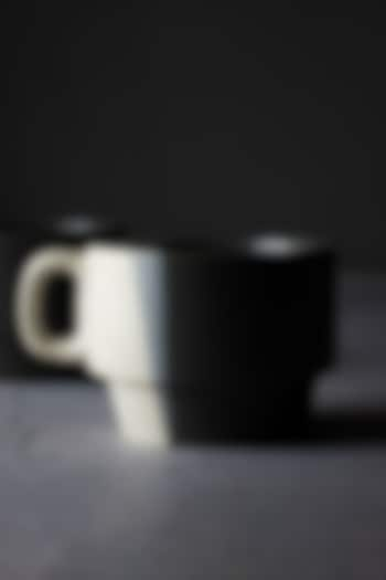 White & Black Stoneware Mugs (Set Of 6) by The Table Fable at Pernia's Pop Up Shop