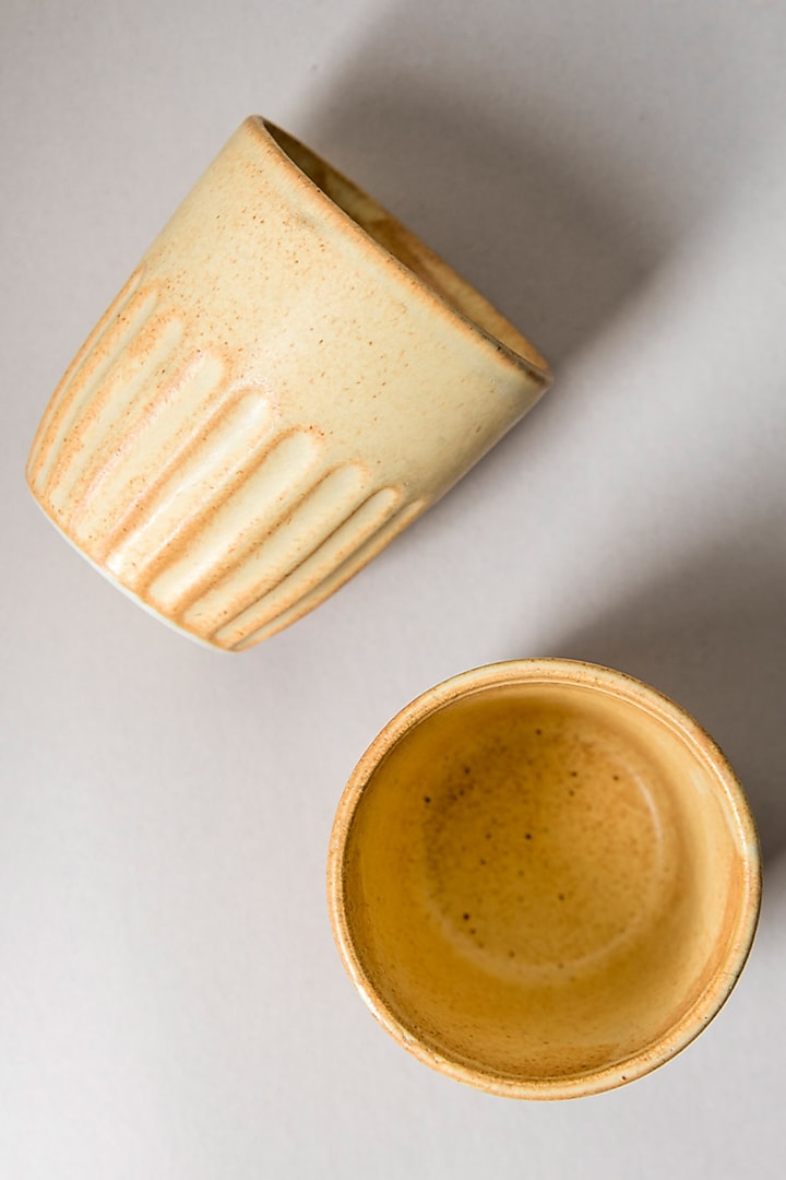Beige Ceramic Kulhads (Set Of 6) by The Table Fable at Pernia's Pop Up Shop