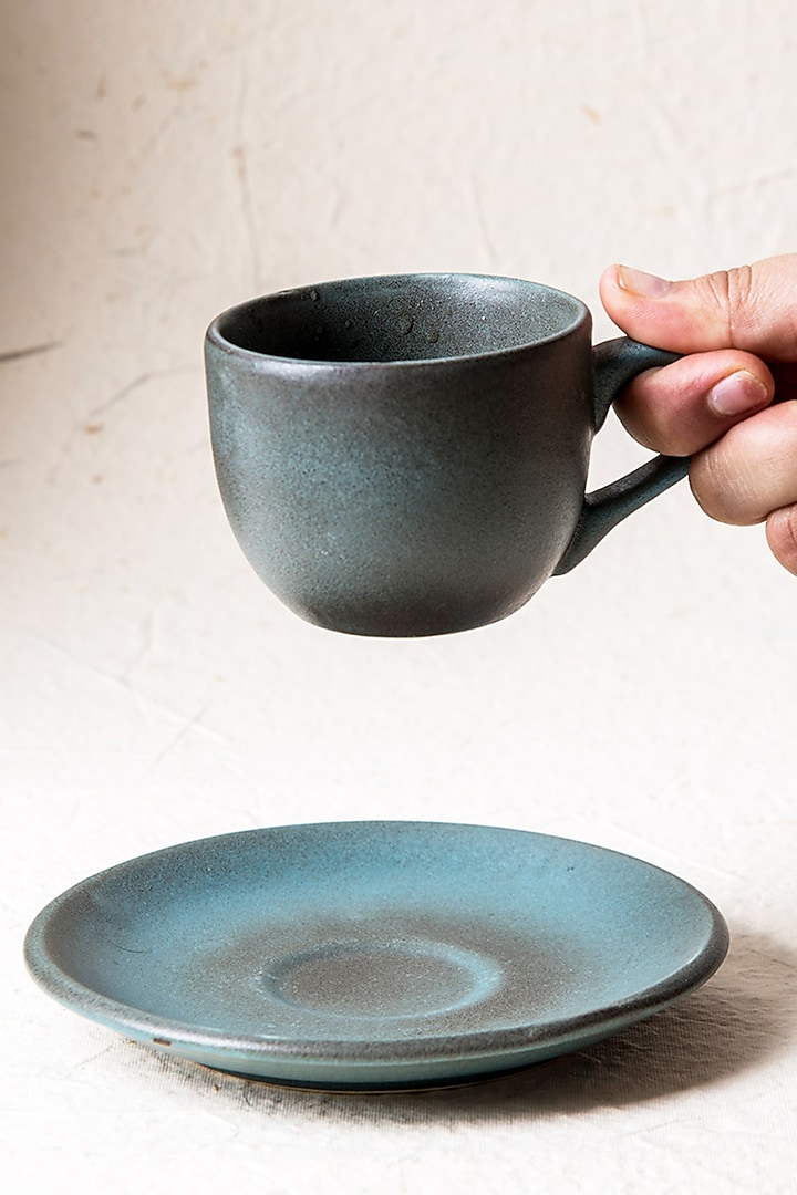 Dove Blue Stoneware Dinner Set Of 8 by The Table Fable at Pernia's Pop Up Shop