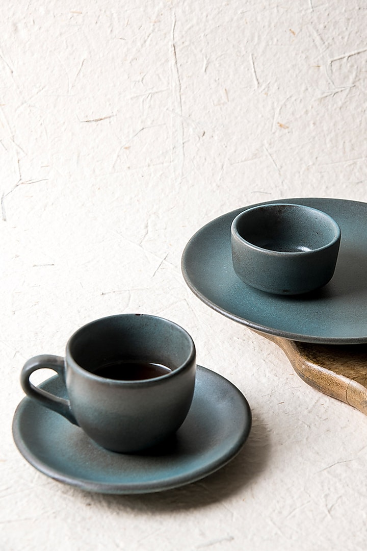 Dove Blue Stoneware Dinner Set Of 8 by The Table Fable at Pernia's Pop Up Shop