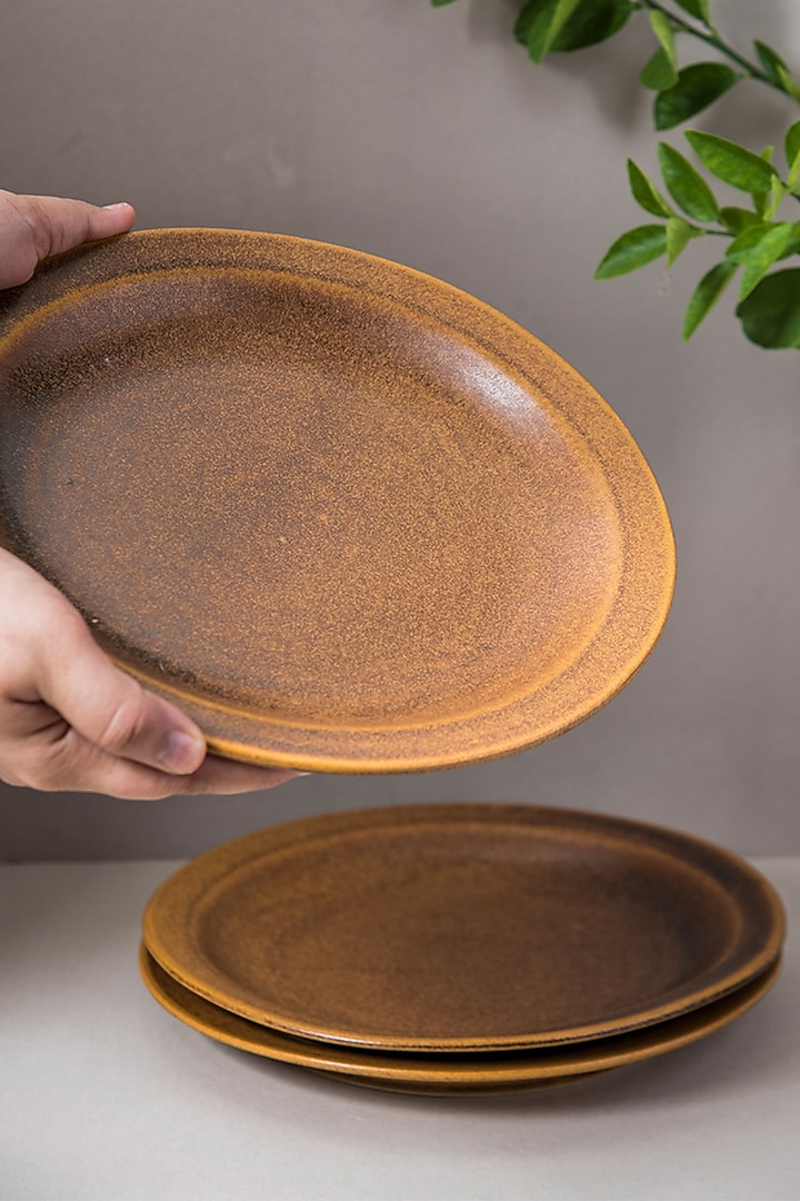 Mustard Ceramic Dinner Plates (Set of 2) by The Table Fable at Pernia's Pop Up Shop