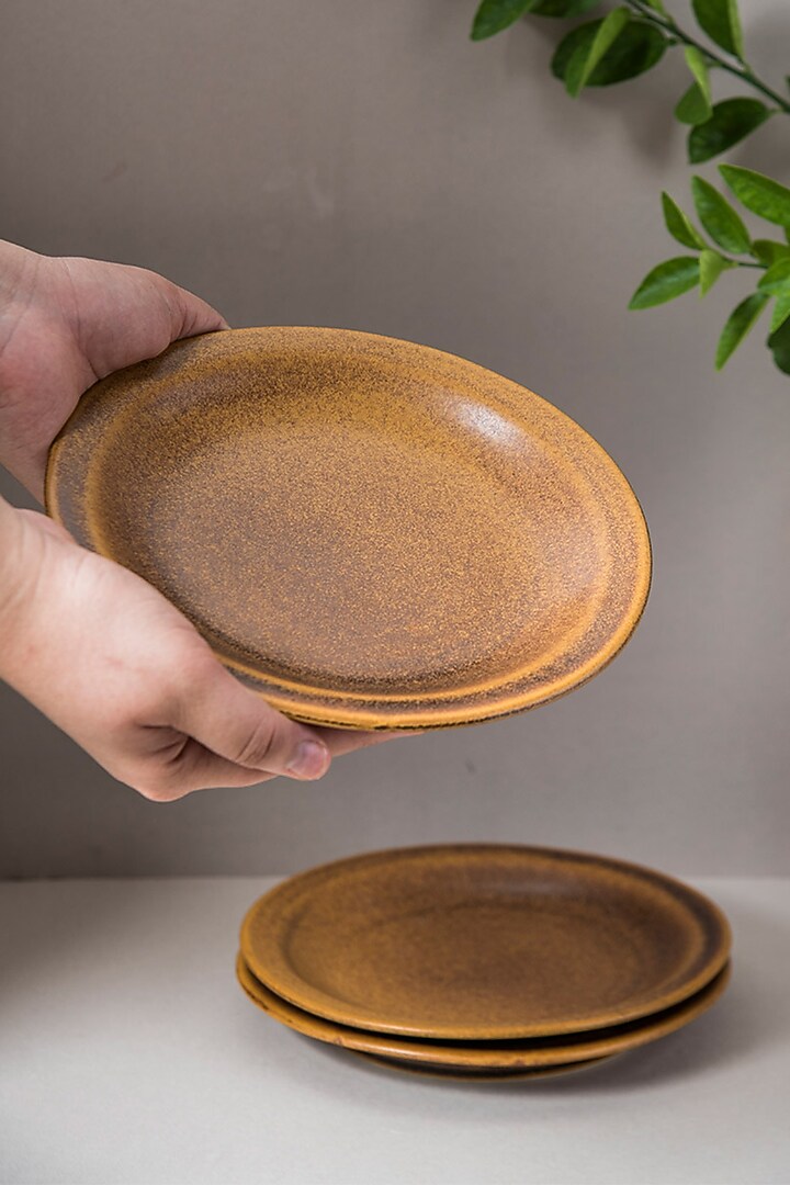 Mustard Ceramic Quarter Plates (Set of 2) by The Table Fable at Pernia's Pop Up Shop