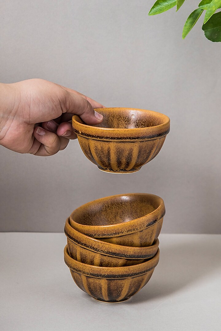 Mustard Stoneware Dessert Bowl (Set of 2) by The Table Fable at Pernia's Pop Up Shop