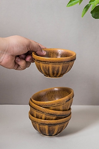 Mustard Stoneware Dessert Bowl (Set of 2) by The Table Fable