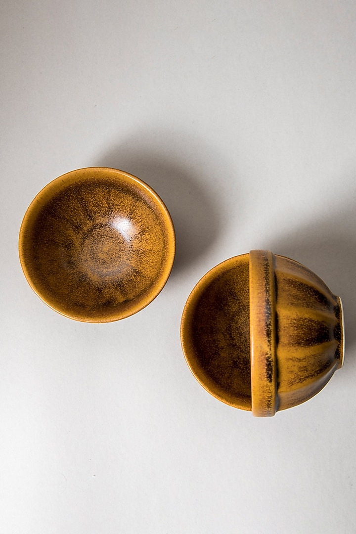Mustard Stoneware Dessert Bowl (Set of 2) by The Table Fable at Pernia's Pop Up Shop