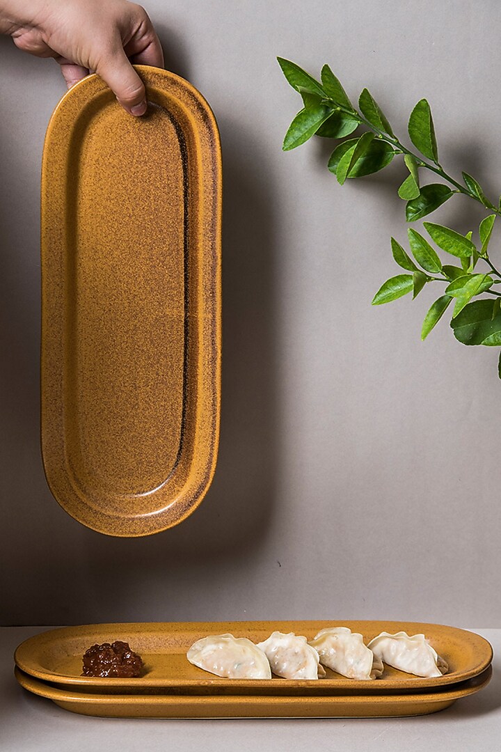 Mustard Stoneware Tray by The Table Fable at Pernia's Pop Up Shop