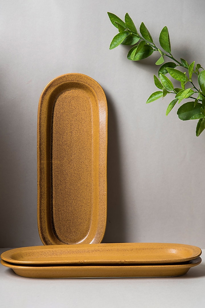 Mustard Stoneware Tray by The Table Fable at Pernia's Pop Up Shop