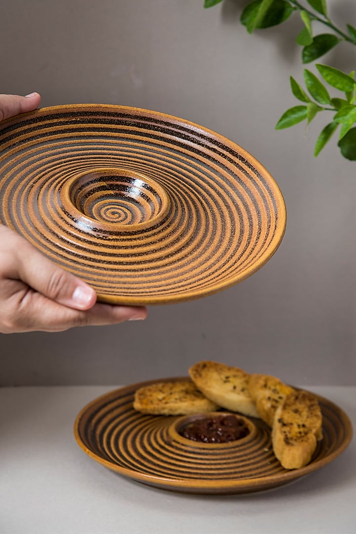 Mustard Stoneware Chip & Dip Platter by The Table Fable at Pernia's Pop Up Shop