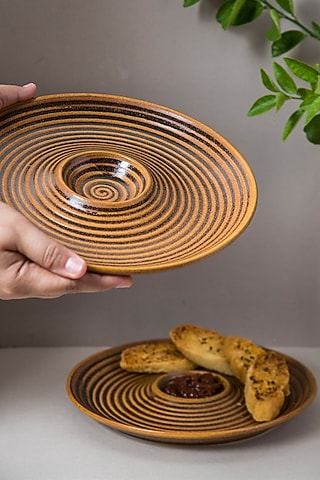 Mustard Stoneware Chip & Dip Platter by The Table Fable